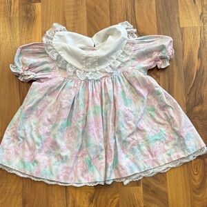 Vintage Bryan baby Floral dress with Lace Trim